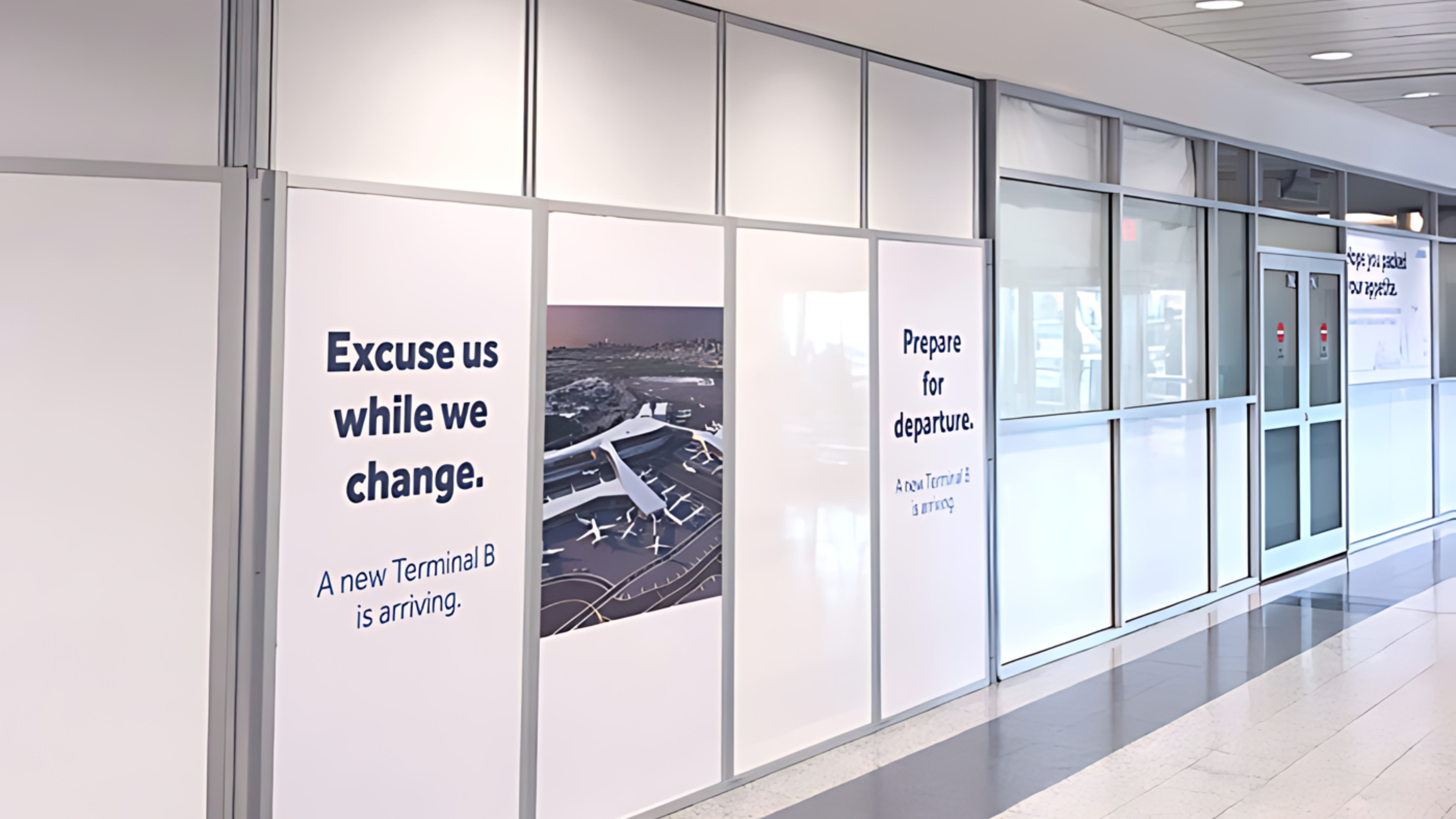 Modular wall systems for construction in Airport terminal