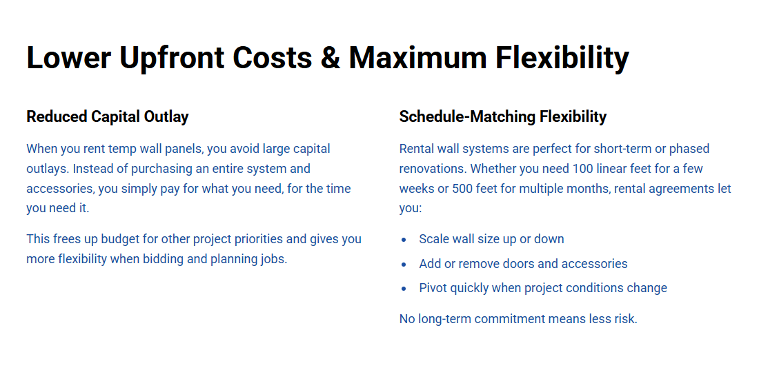 Temp Wall Panel Low Cost and Flexibility