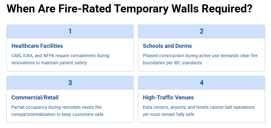 Fire-Rated Temporary Wall Applications