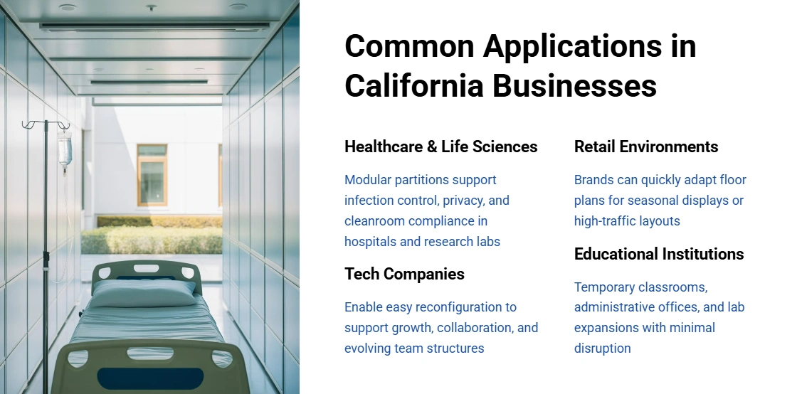 Common Applications of Modular Walls in CA Businesses