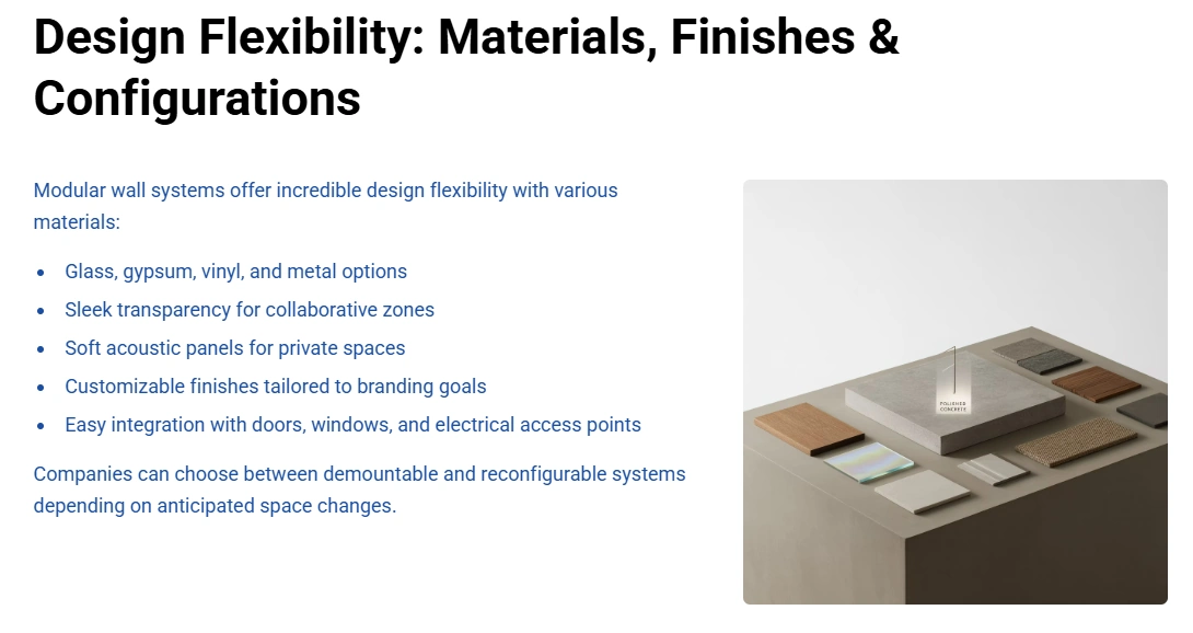 Modular Wall Design Finishes and Configurations