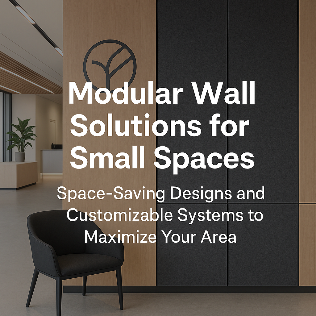 Modular wall solutions for small commercial spaces featuring customizable designs and space-saving systems in a modern office setting.