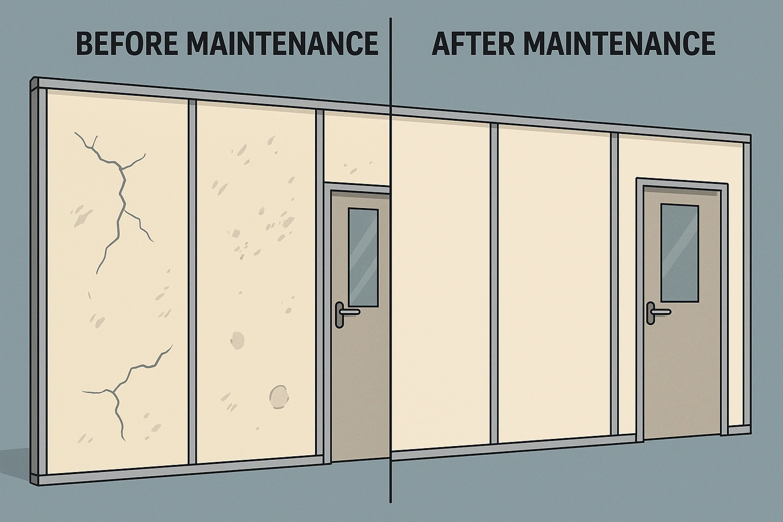 Temporary Wall Before and After Maintenance