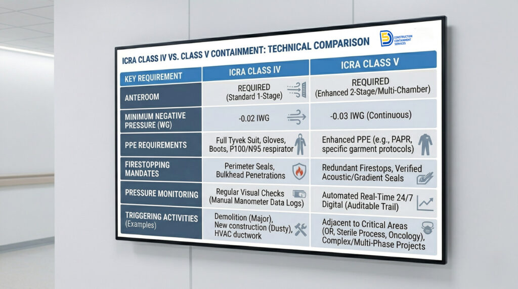 ICRA Class IV Vs. ICRA Class V Containment Guidelines