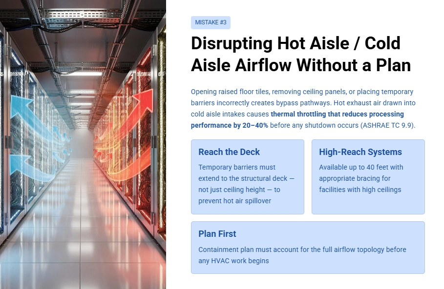 Mistake of Disrupting Hot Aisle and Cold Aisle Airflow Without a Plan