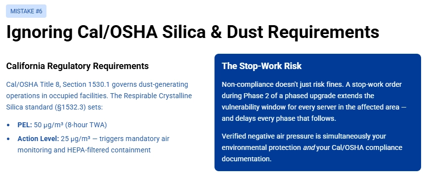 Mistake of Ignoring Cal-OSHA Silica and Dust Requirements