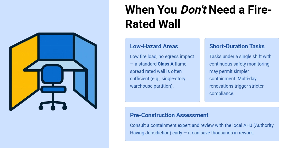 Examples of When You Don't Need Fire-Rated Temp Walls