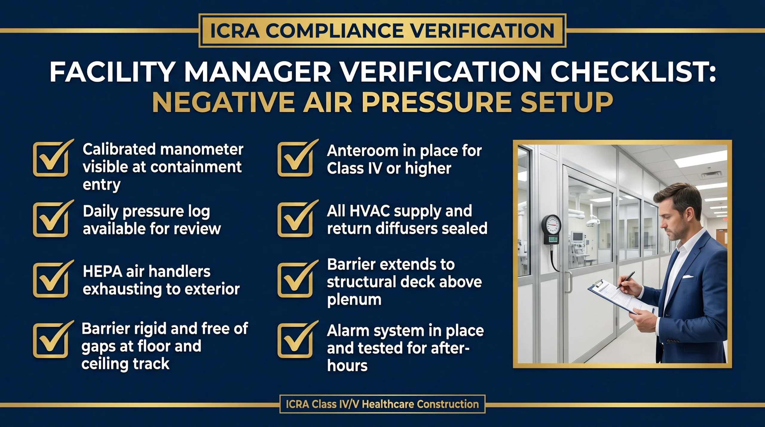 Facility Manager Checklist for Negative Air Pressure Containment