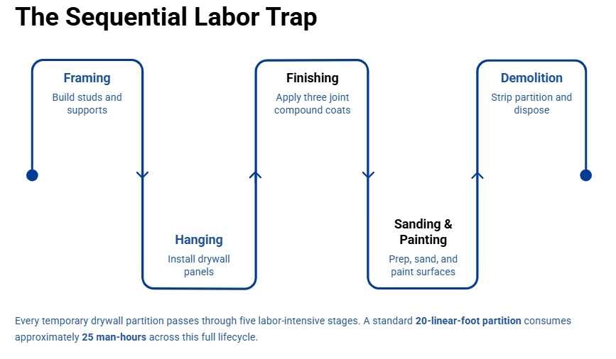 Sequential Labor Trap of Temporary Drywall